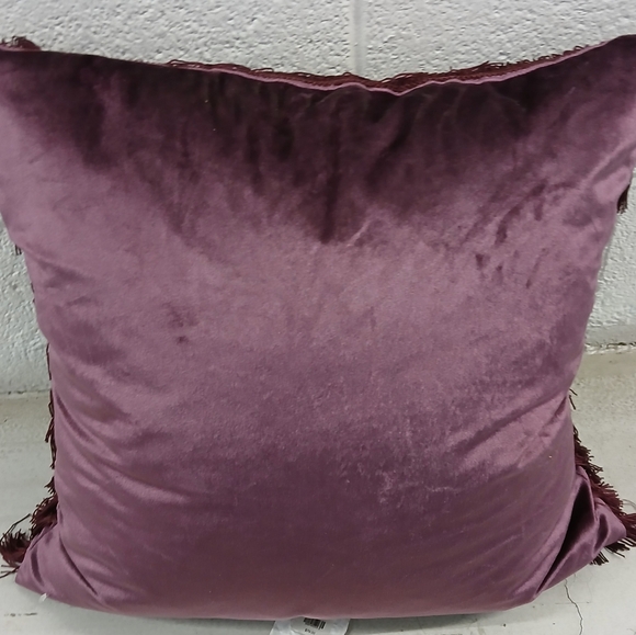 New Z Gallerie Chloe Velvet Fringe Pillow. Plum - Picture 6 of 10